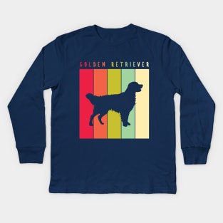 Retro Vintage Golden Retriever Kids Long Sleeve T-Shirt